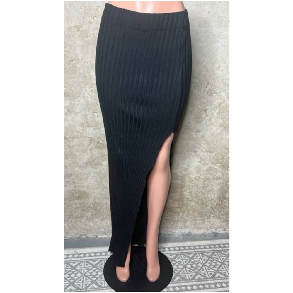 Simon Miller Rib Women's Size M Black Long Knit Skirt Waist 28 Length 42